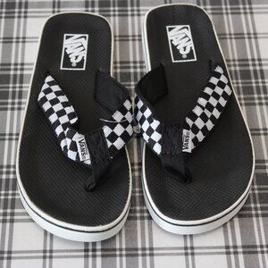 Vans Black and White Checkered Sandals (Flip Flop) Shoe Women's Size 7 NEW